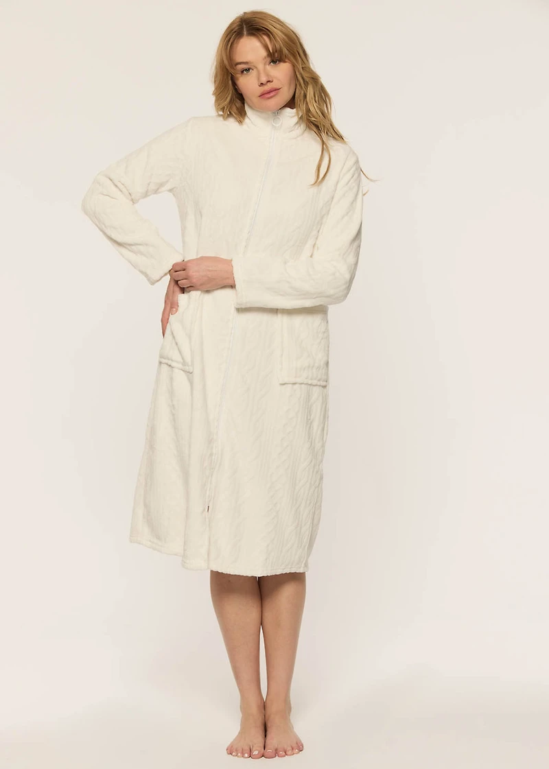 Plush robe with zipper