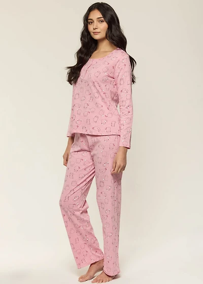 Long pyjama set with cats 100% Cotton