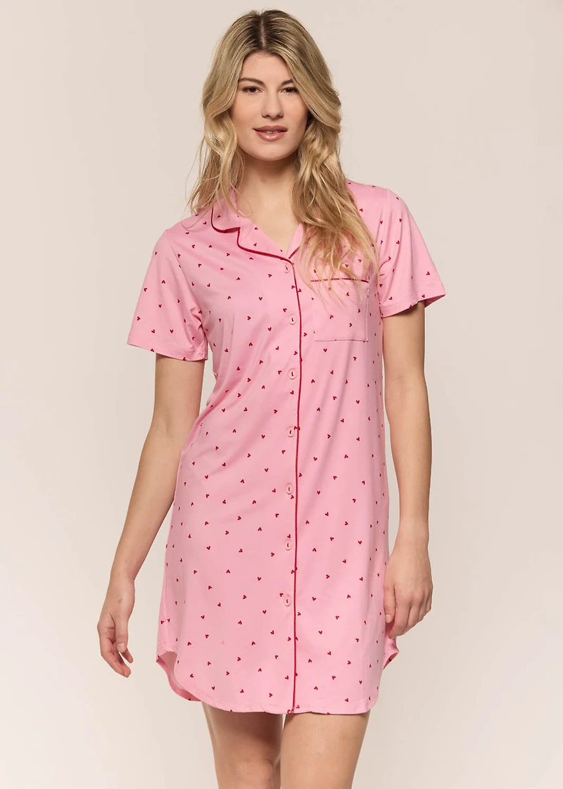 Button down nightgown with hearts
