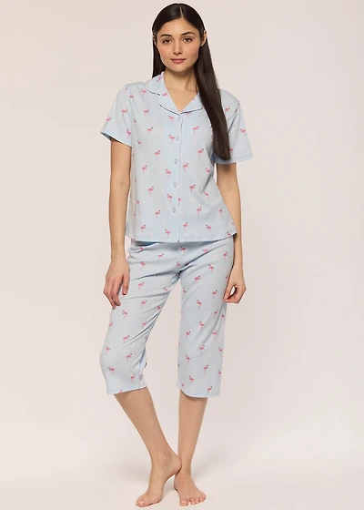 Capri pyjama set with flamingo