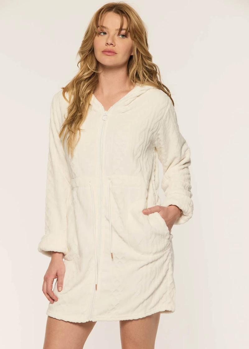 Plush robe with hoodie