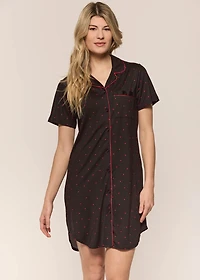 Button down nightgown with hearts