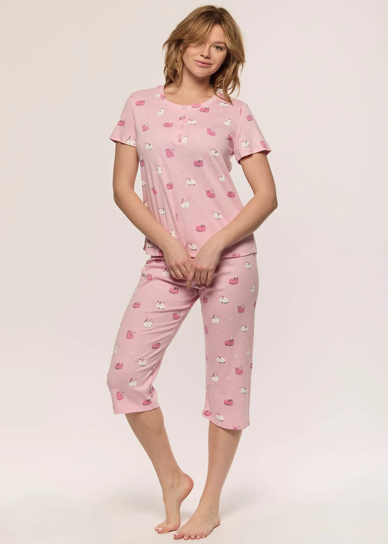 Capri Pyjama Set with cats