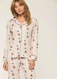 Ensemble pyjama avec col à motif oursons