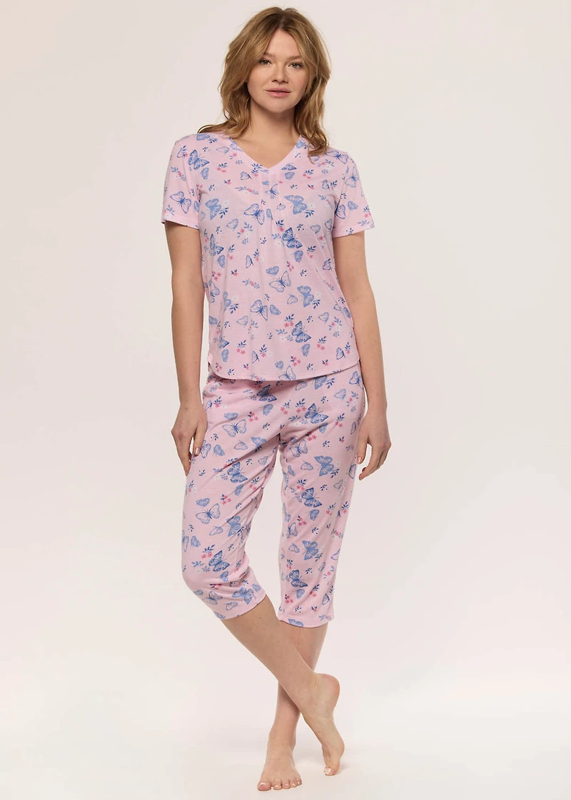 Ensemble pyjama capri avec papillions