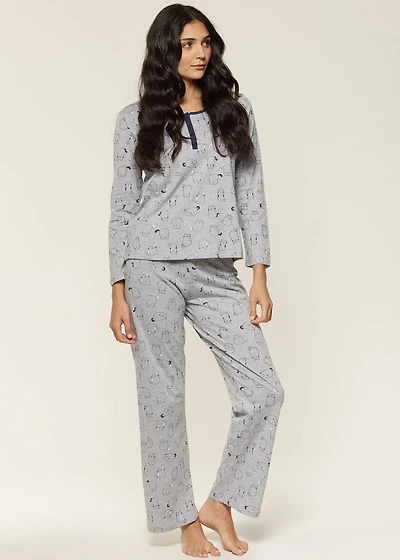 Long pyjama set with cats 100% Cotton