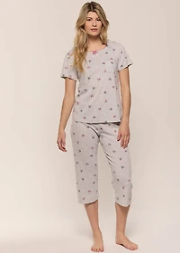 Ensemble pyjama capri avec fleurs
