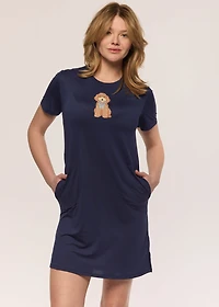 Nightgown short sleeves with dog