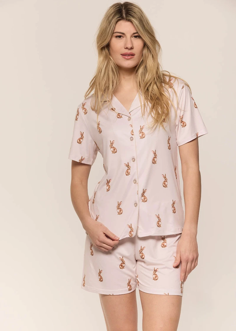 Ensemble pyjama bermuda lapins