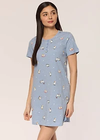 Nuisette manches courtes avec chats