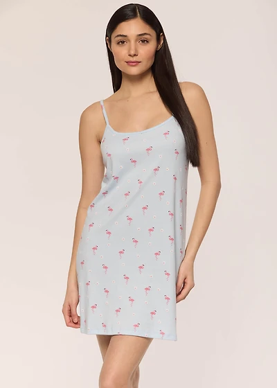 Sleeveless nightgown with flamingo