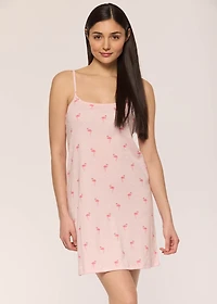 Sleeveless nightgown with flamingo