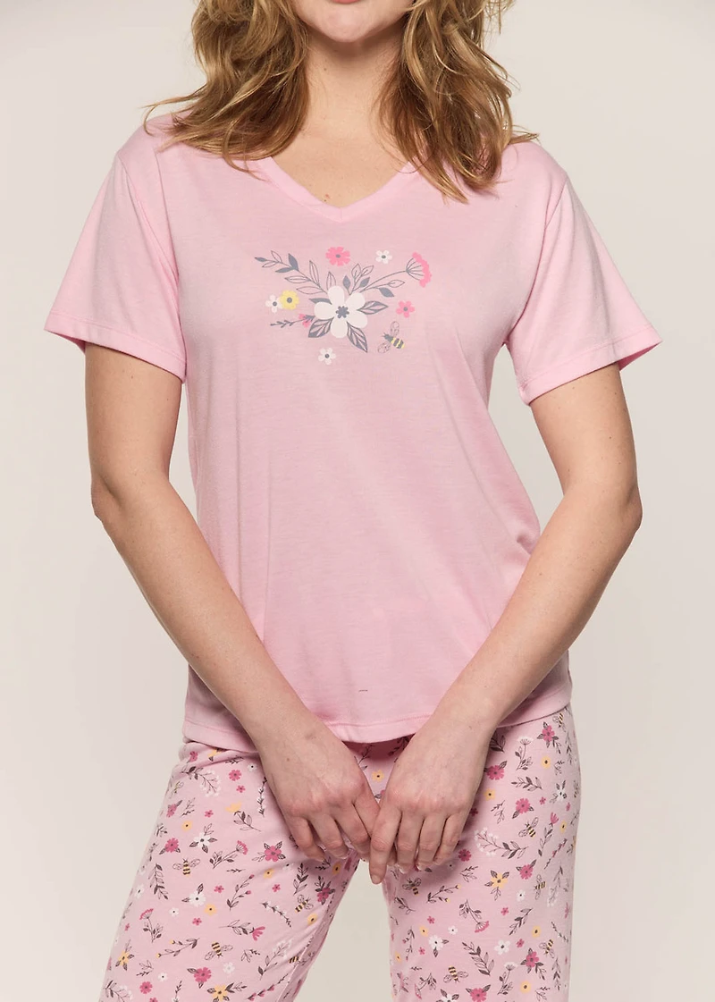 Capri pyjama set with plain top