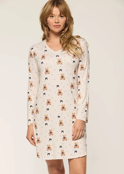 Nuisette manche long avec motif oursons