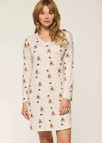 Nuisette manche long avec motif oursons