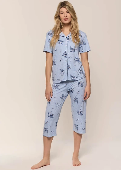 Ensemble pyjama capri à fleurs