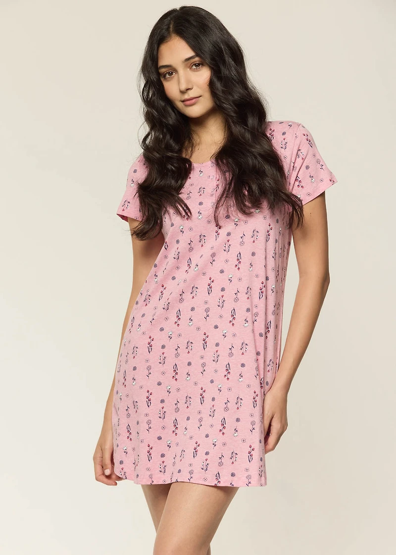 Short floral nightgown 100% Cotton