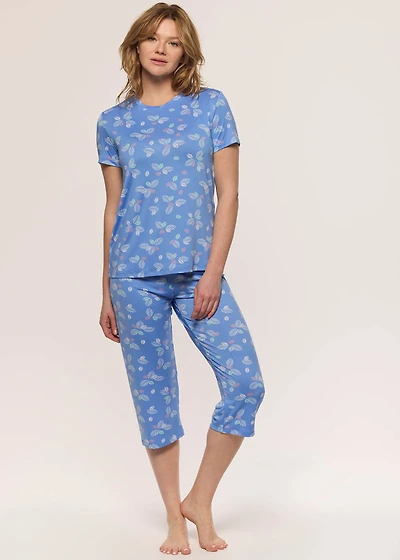 Ensemble pyjama capri avec fleurs