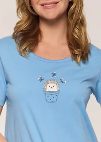 Short sleeve nightgown with hedgehogs