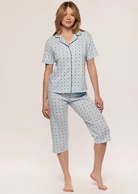 Nautical capri Pyjama Set with collar