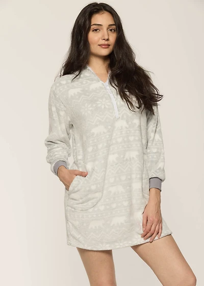 Robe de chambre avec capuchon en peluche