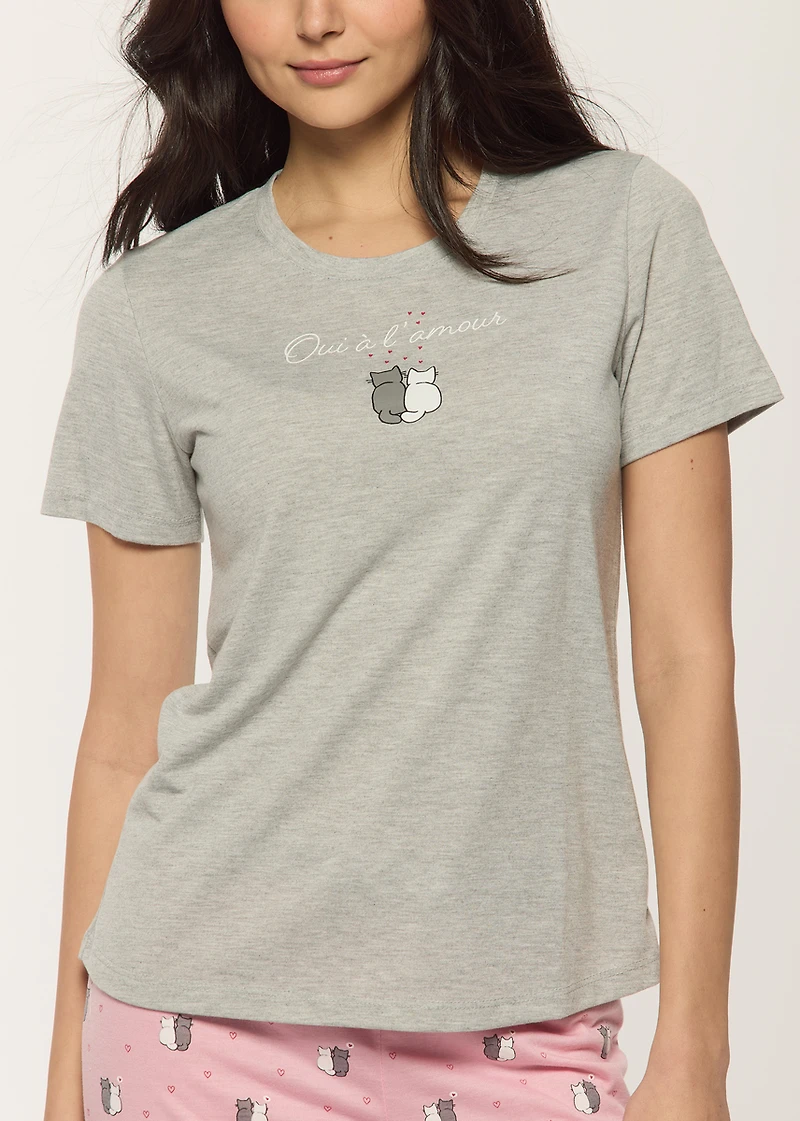 Ensemble pyjama court avec chats