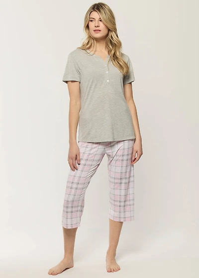 Ensemble pyjama capri à carreaux