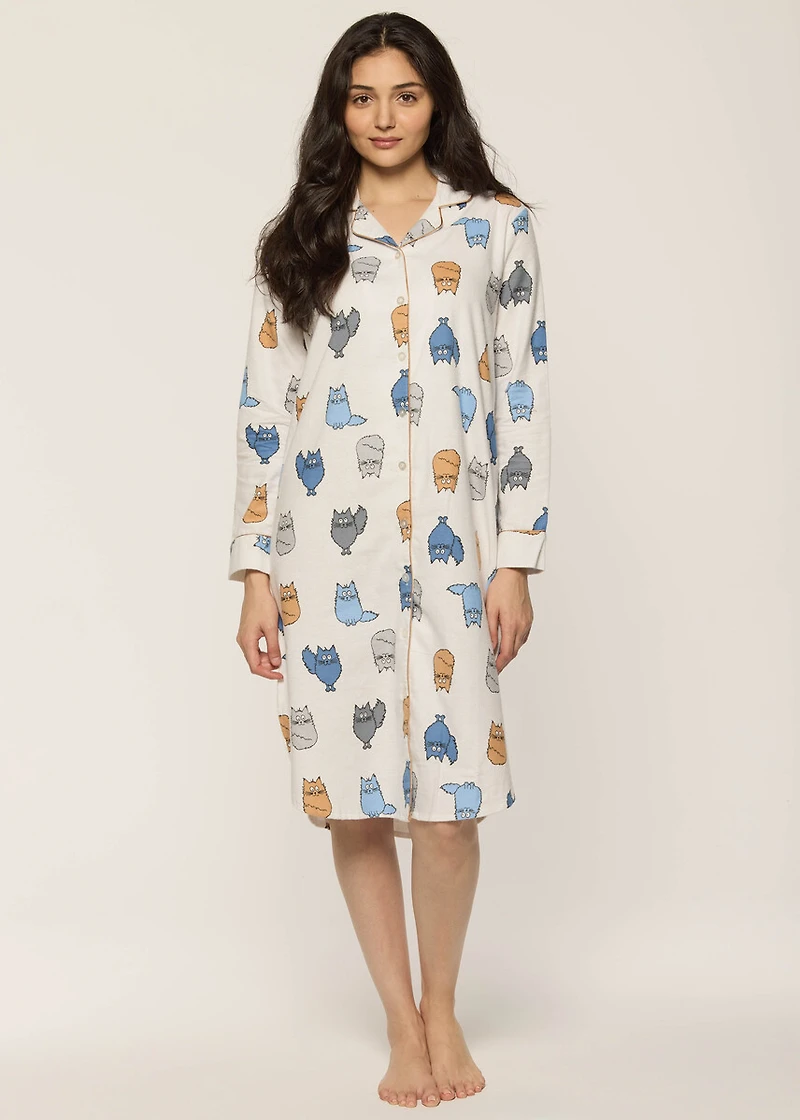 Pompom nightgown with cats