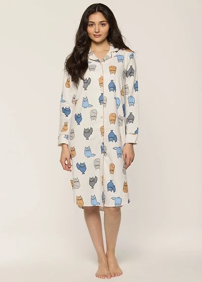 Pompom nightgown with cats