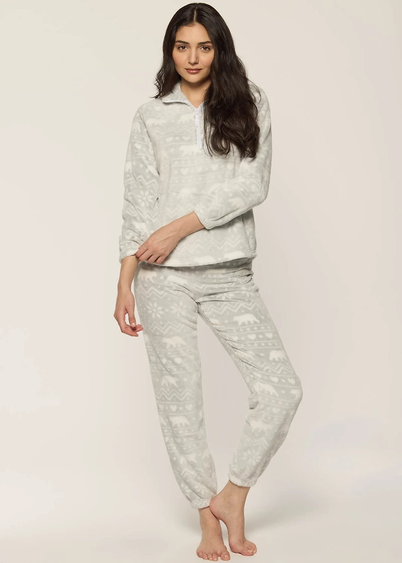 Ensemble pyjama en peluche avec col