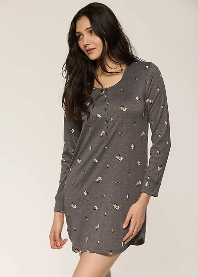 Floral long sleeve nightgown