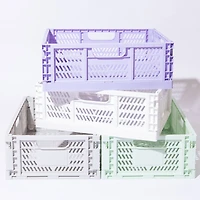 Set of 4 Large Folding Storage Crates - Off White