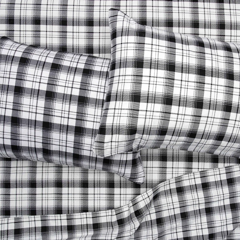 Black Check Ensemble de draps en flanelle