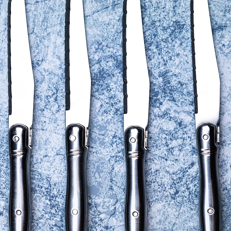 Set of 6 Stainless Steel Laguiole Du Monde Affordable Steak Knives