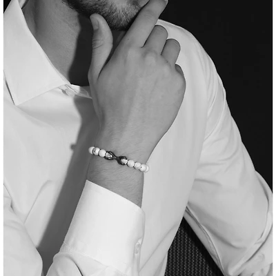 Luenzo White and Turquoise with Gunmetal Claw Bracelet