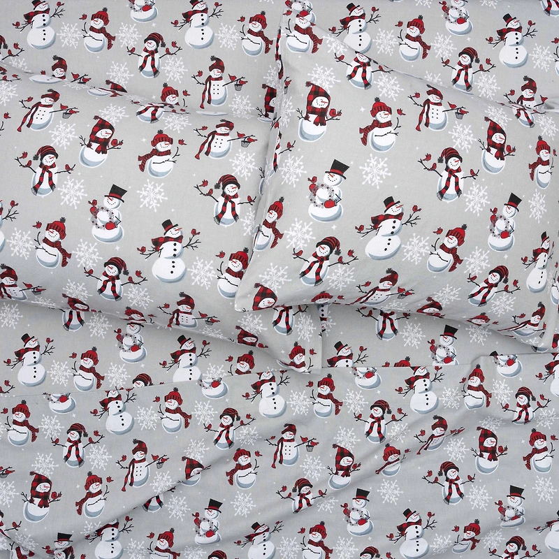 Snowman Flannel Sheet Set