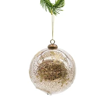 Yellow Glass Light-Up LED Ornament Santa On The Job, Pack of 2