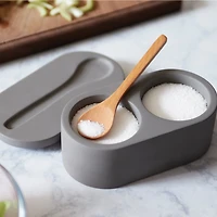 Cement Double Salt Cellar - Slate Grey