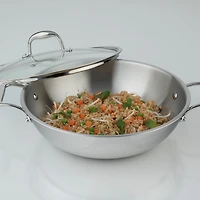 Meyer Tri-Ply Clad Stainless Steel Wok with cover SuperSteel - 32cm
