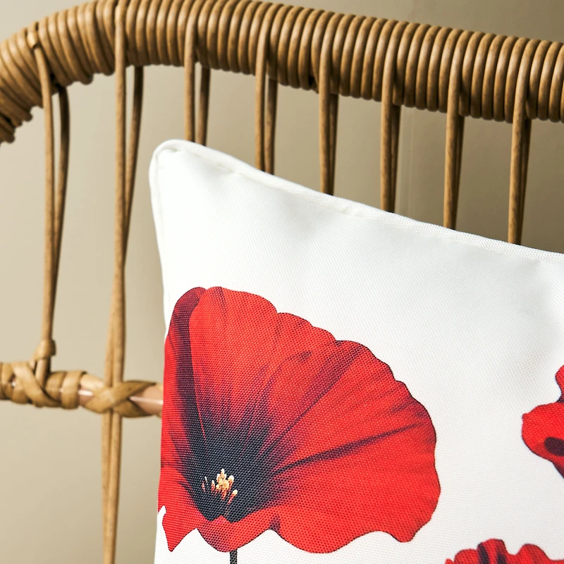 Red Poppy Print Cushion