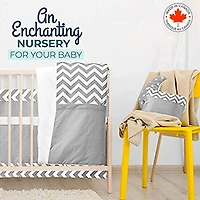 Ensemble de literie pour bébé 7 pièces - Gris et blanc à motif chevrons