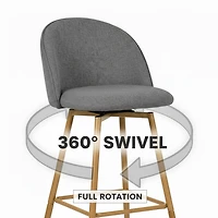 Modern Fabric Counter Barstools, Set of 4 - Grey
