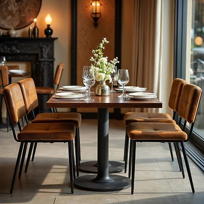 Set of 4 Vintage Suede Unpholstered Dining Chairs with Black Metal Legs by Maison Classique