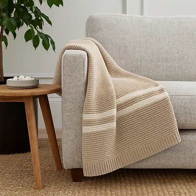 Brunelli Hudson Taupe Knit Throw