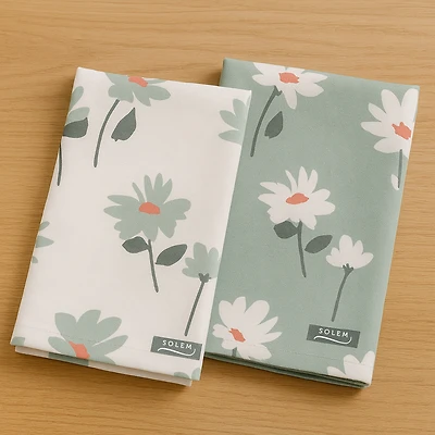 Microfiber Breezy Marguerite Hand Towels - Sage, Set of 2