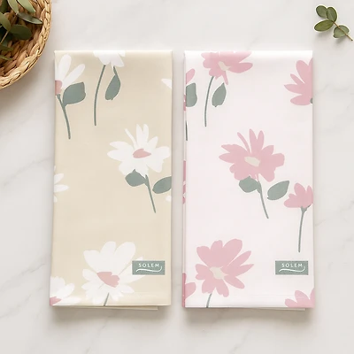 Microfiber Breezy Marguerite Hand Towels - Beige, Set of 2
