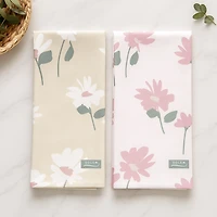 Microfiber Breezy Marguerite Hand Towels - Beige, Set of 2