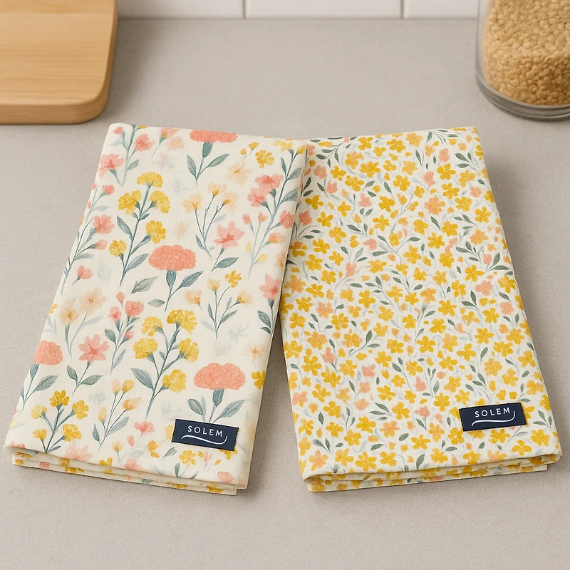 Linges à vaisselle en microfibre - Harmonie florale, ensemble de 2