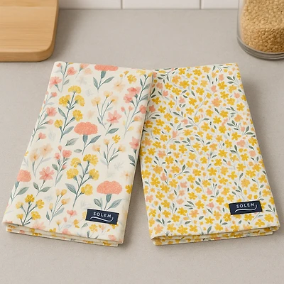 Linges à vaisselle en microfibre - Harmonie florale, ensemble de 2