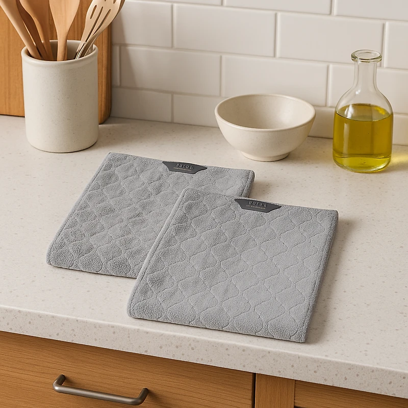 Linges de cuisine en microfibre, ensemble de 4 - Gris